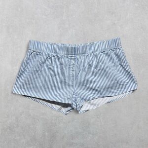 Blue & White Women's Small Striped Cotton Shorts